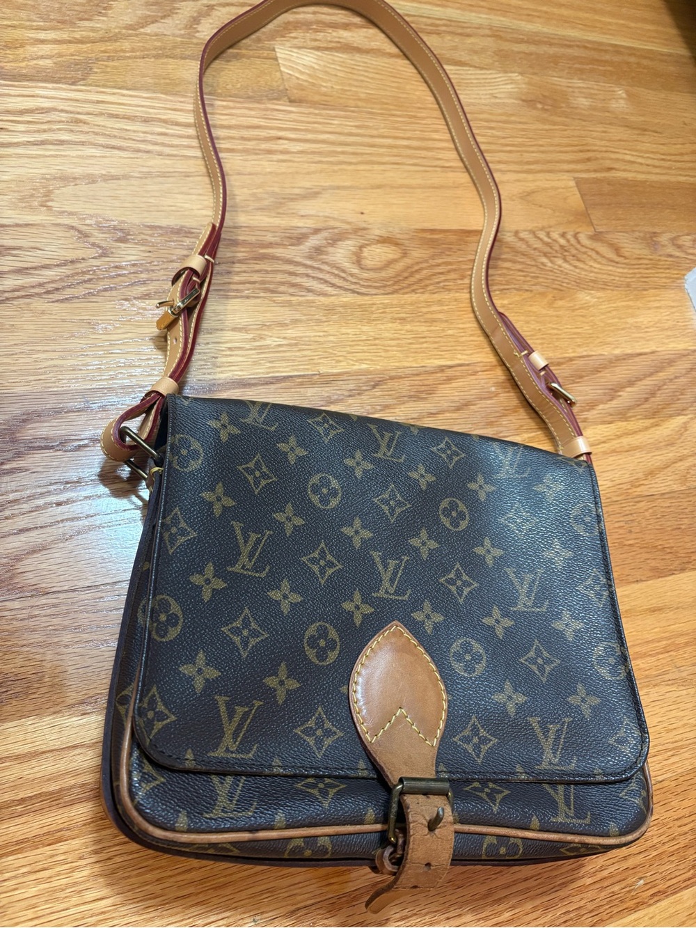 Louis Vuitton Monogram Shoulder Bag with Natural Leather Trim